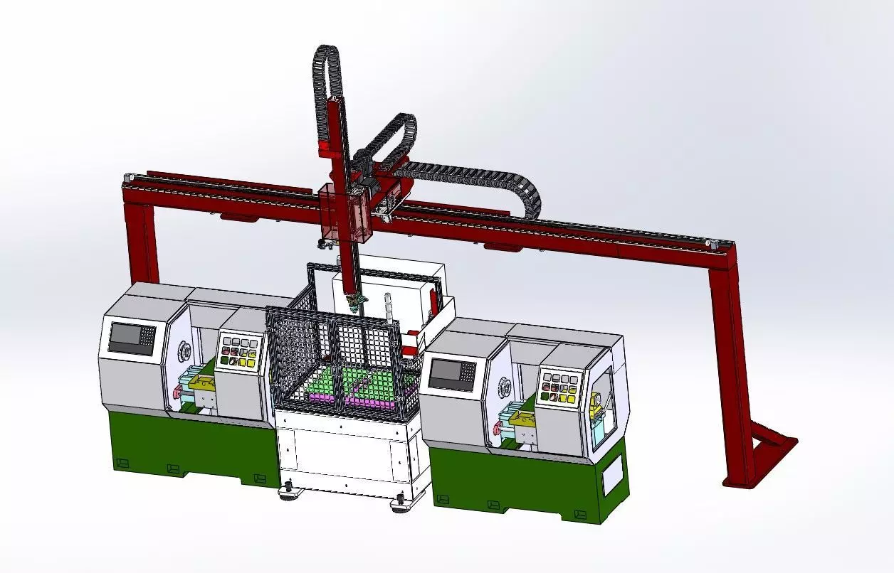 CNC Machine Loading and Unloading Automation System 3D model_5