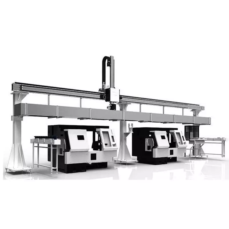 CNC Machine Loading and Unloading Automation System 3D model_0