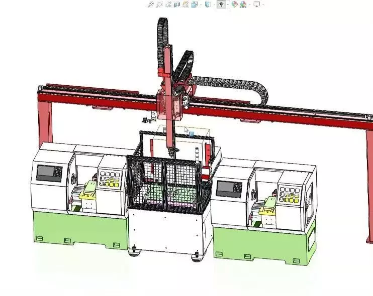 CNC Machine Loading and Unloading Automation System 3D model_1