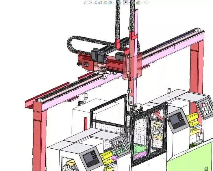 CNC Machine Loading and Unloading Automation System 3D model_2
