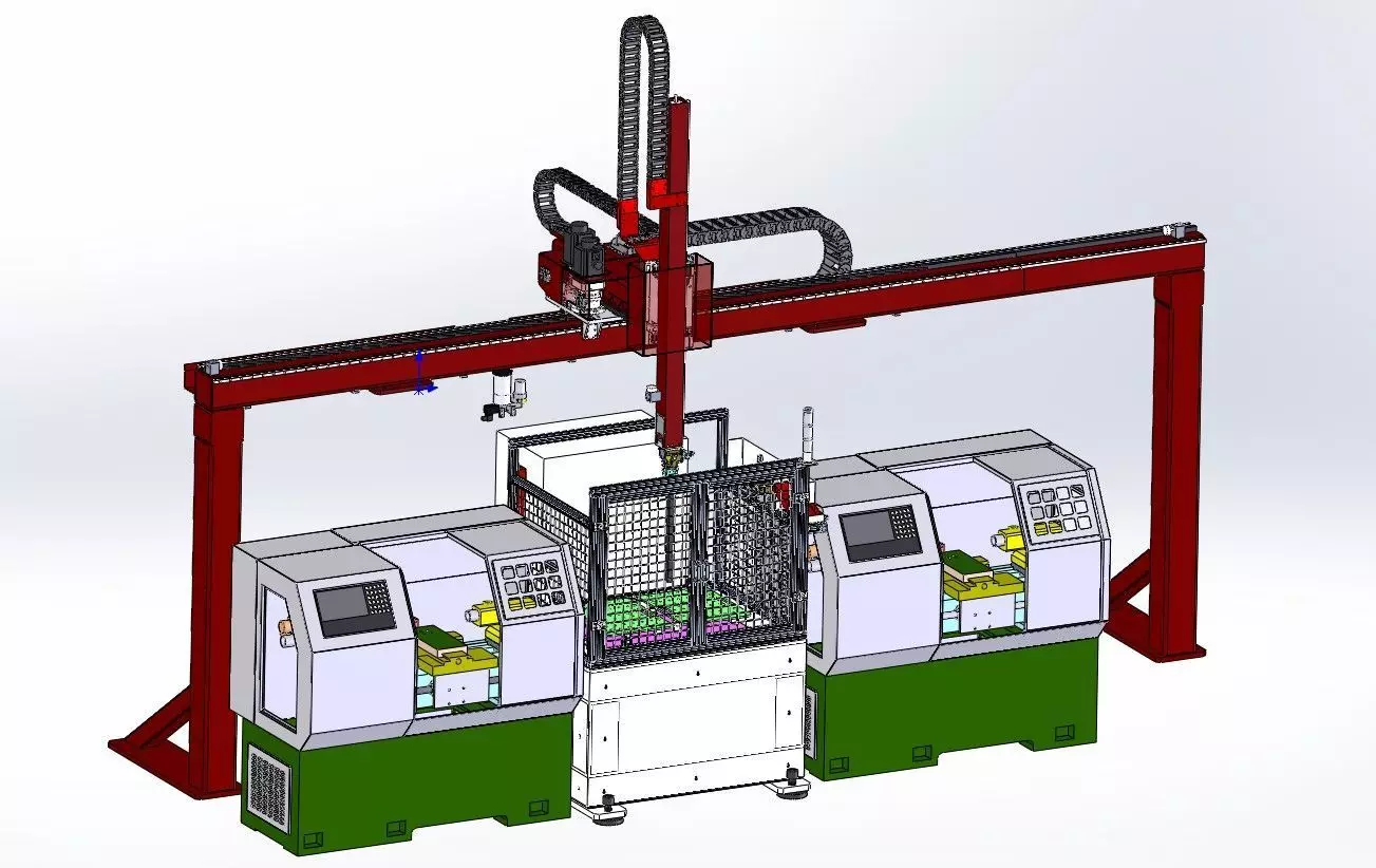 CNC Machine Loading and Unloading Automation System 3D model_22
