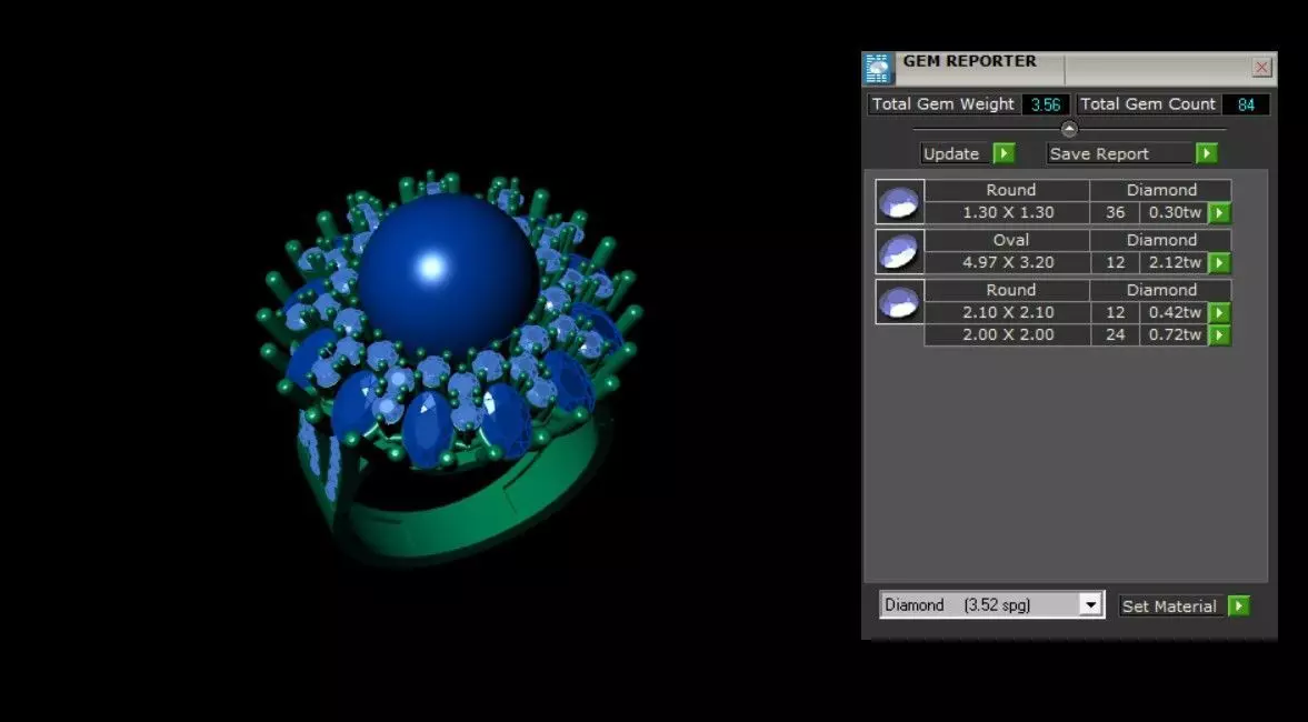 Diamond Pearl Ring 3D print model_4