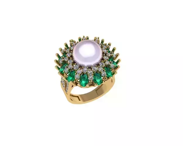 Diamond Pearl Ring