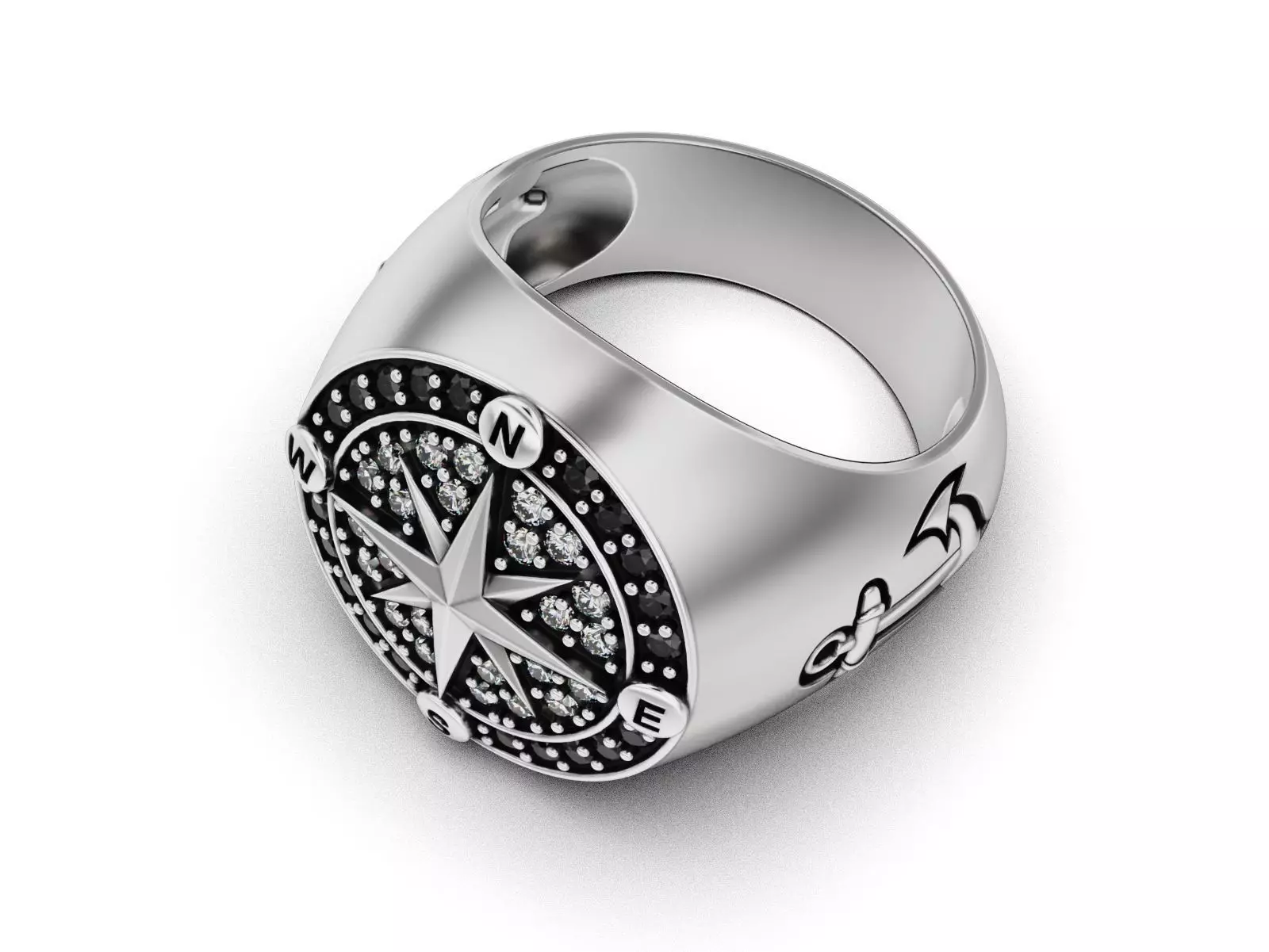 Nautical Compass Anchor Ring 3D print model_6