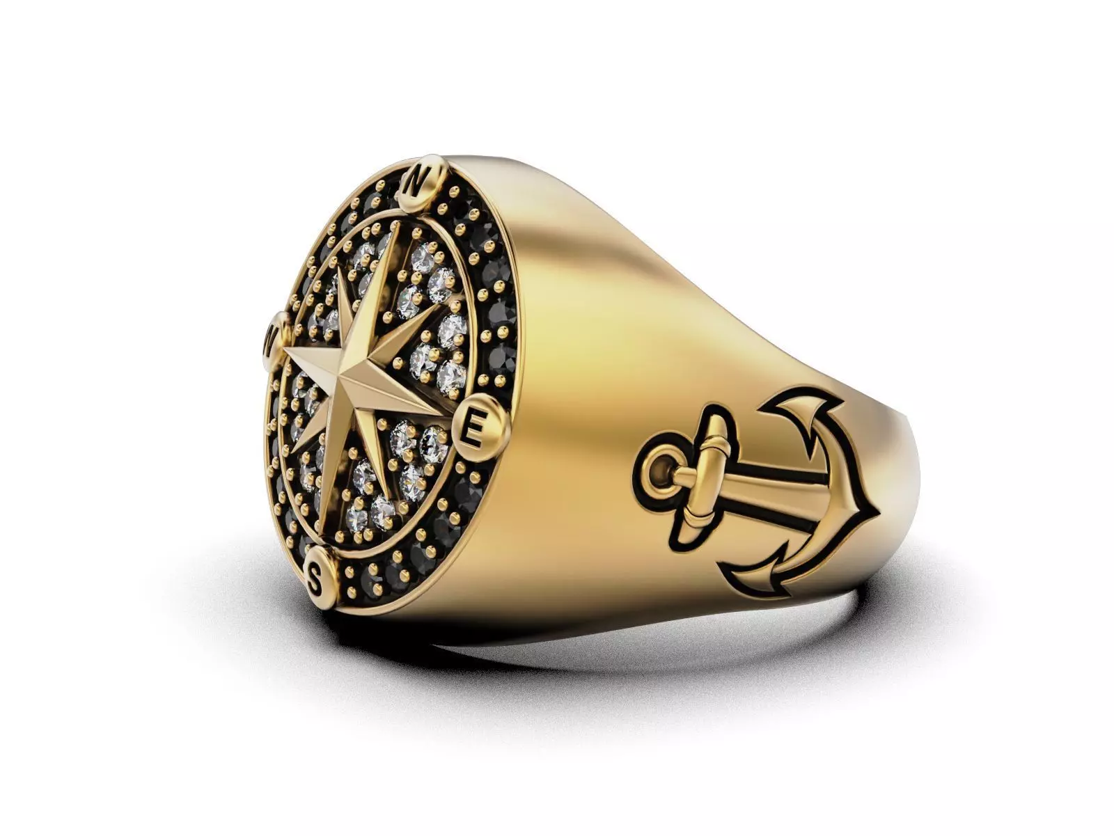 Nautical Compass Anchor Ring 3D print model_14