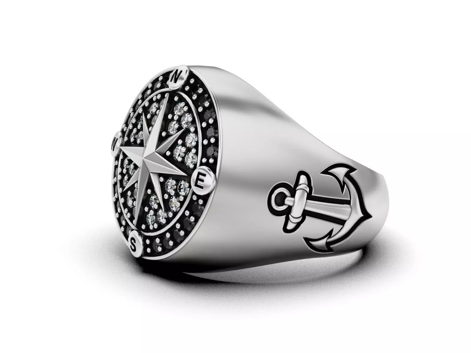 Nautical Compass Anchor Ring 3D print model_4