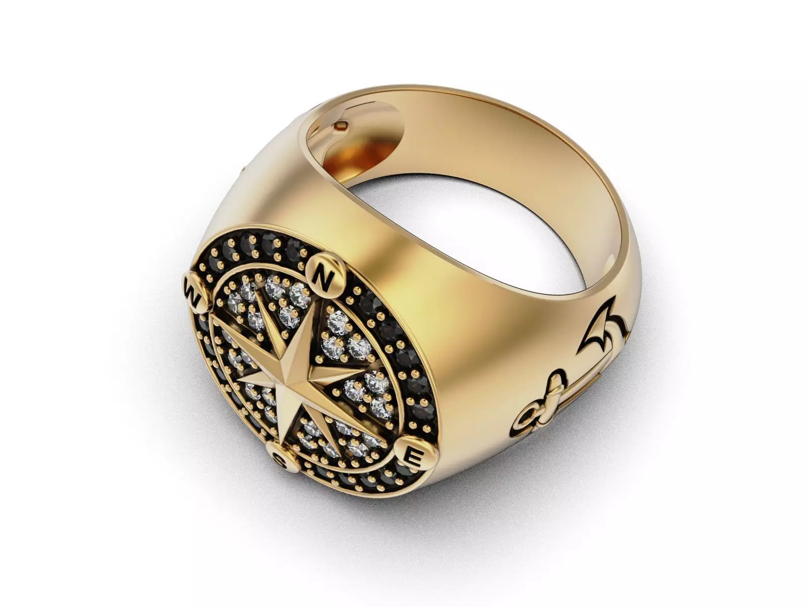 Nautical Compass Anchor Ring 3D print model_16