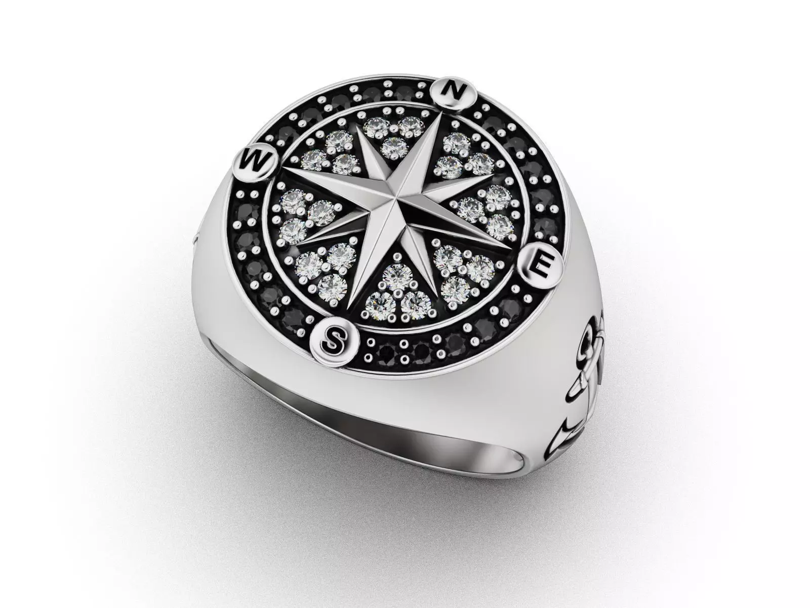 Nautical Compass Anchor Ring 3D print model_2