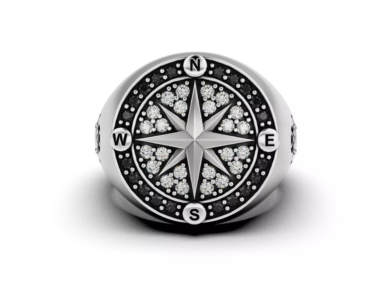 Nautical Compass Anchor Ring 3D print model_3