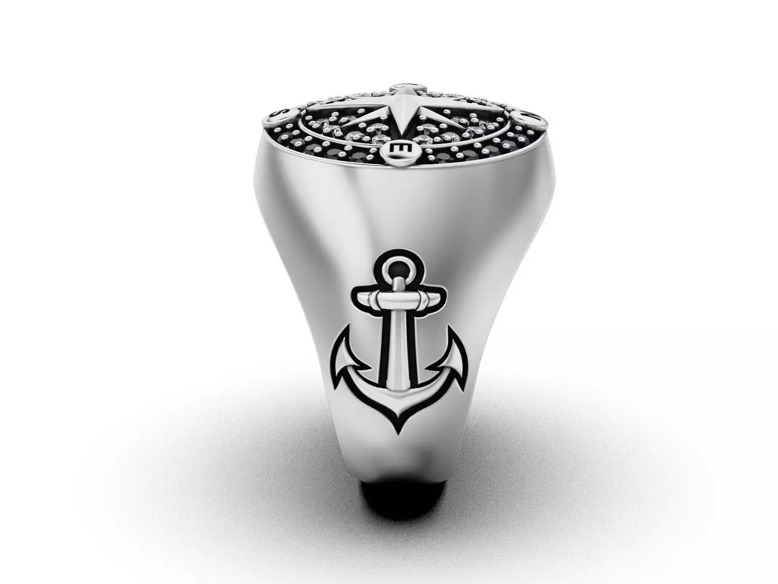 Nautical Compass Anchor Ring 3D print model_5
