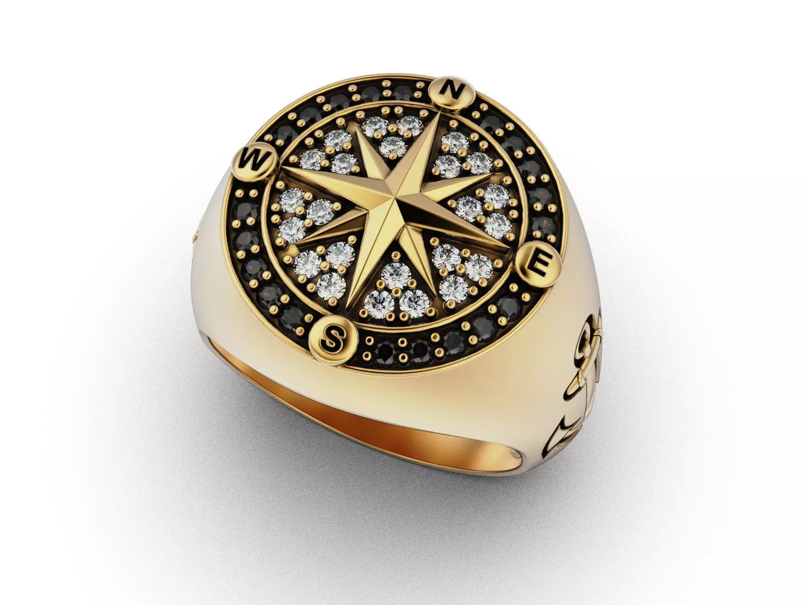 Nautical Compass Anchor Ring 3D print model_12
