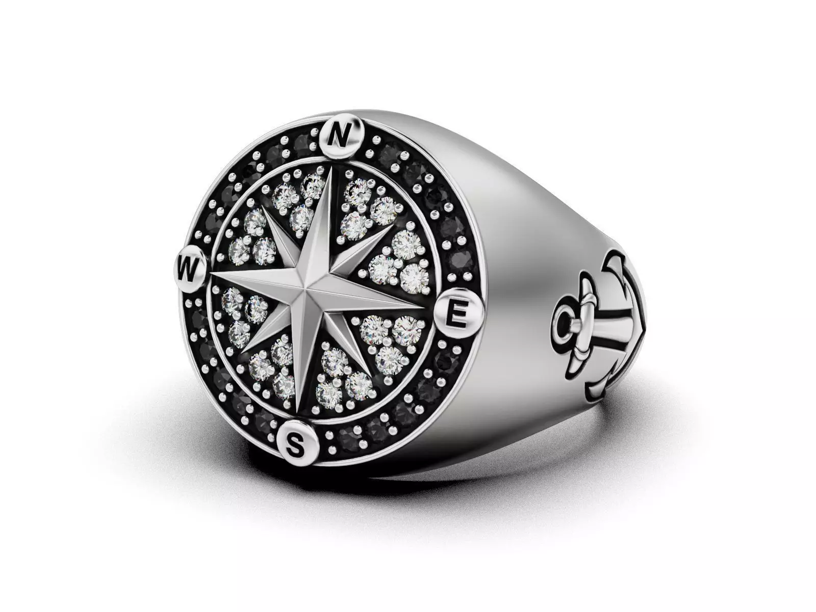 Nautical Compass Anchor Ring 3D print model_0