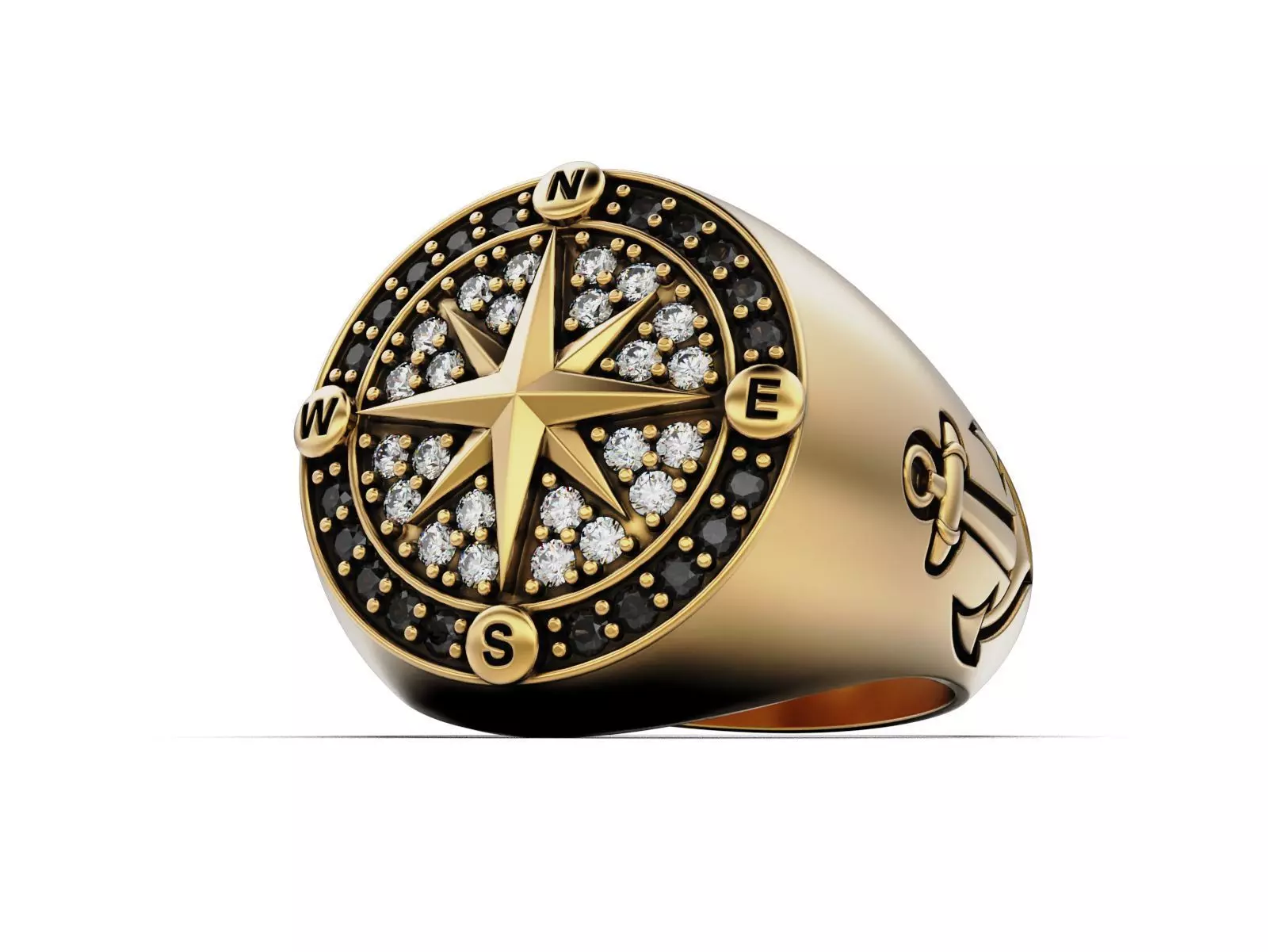 Nautical Compass Anchor Ring 3D print model_11