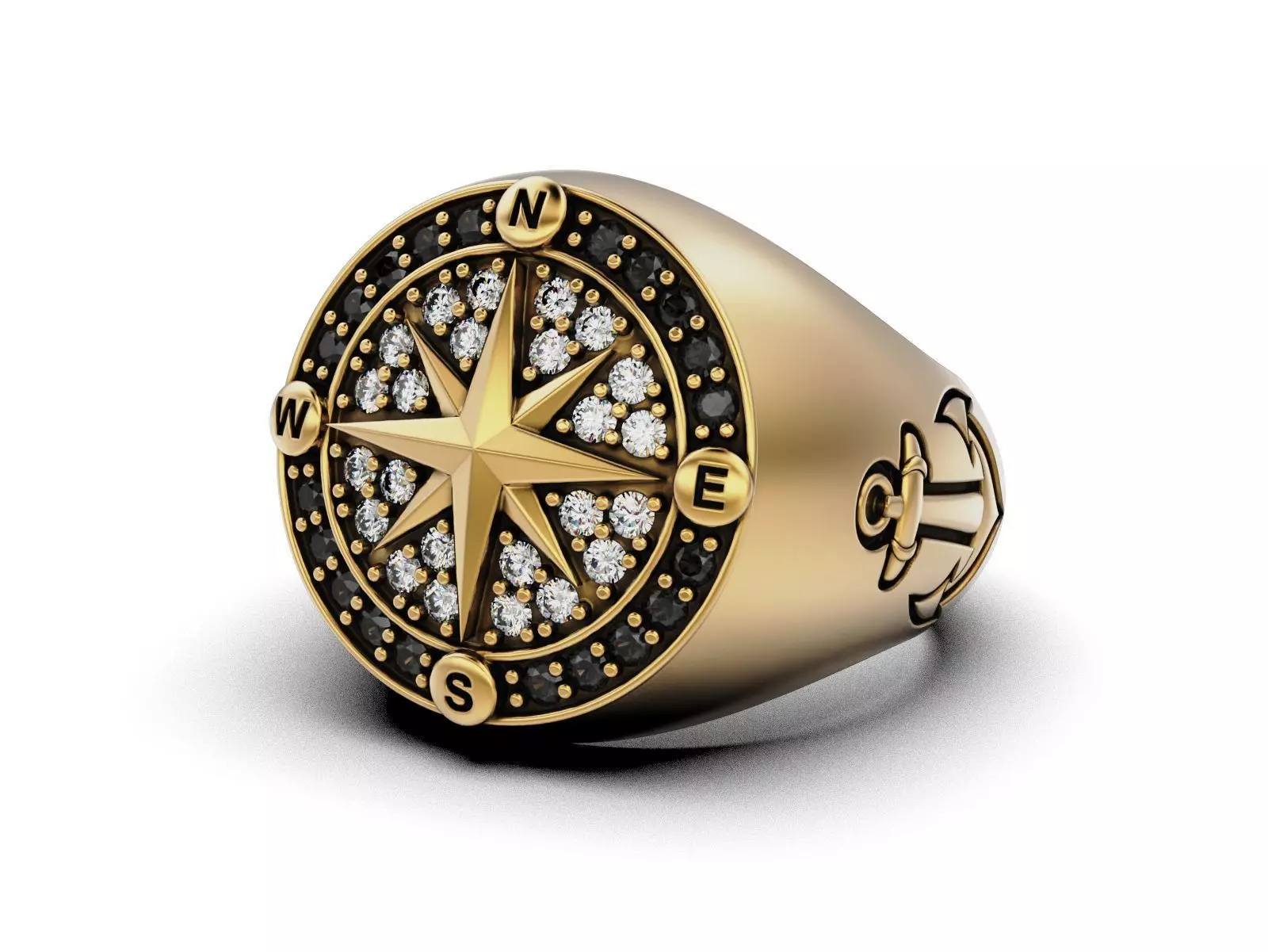 Nautical Compass Anchor Ring 3D print model_10