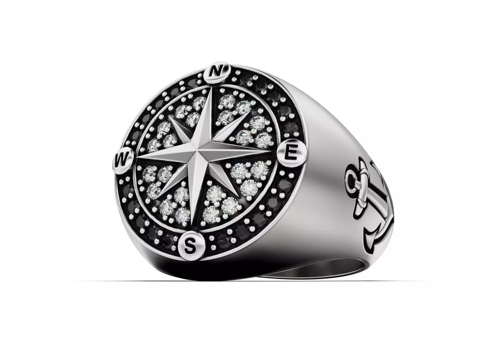 Nautical Compass Anchor Ring 3D print model_1