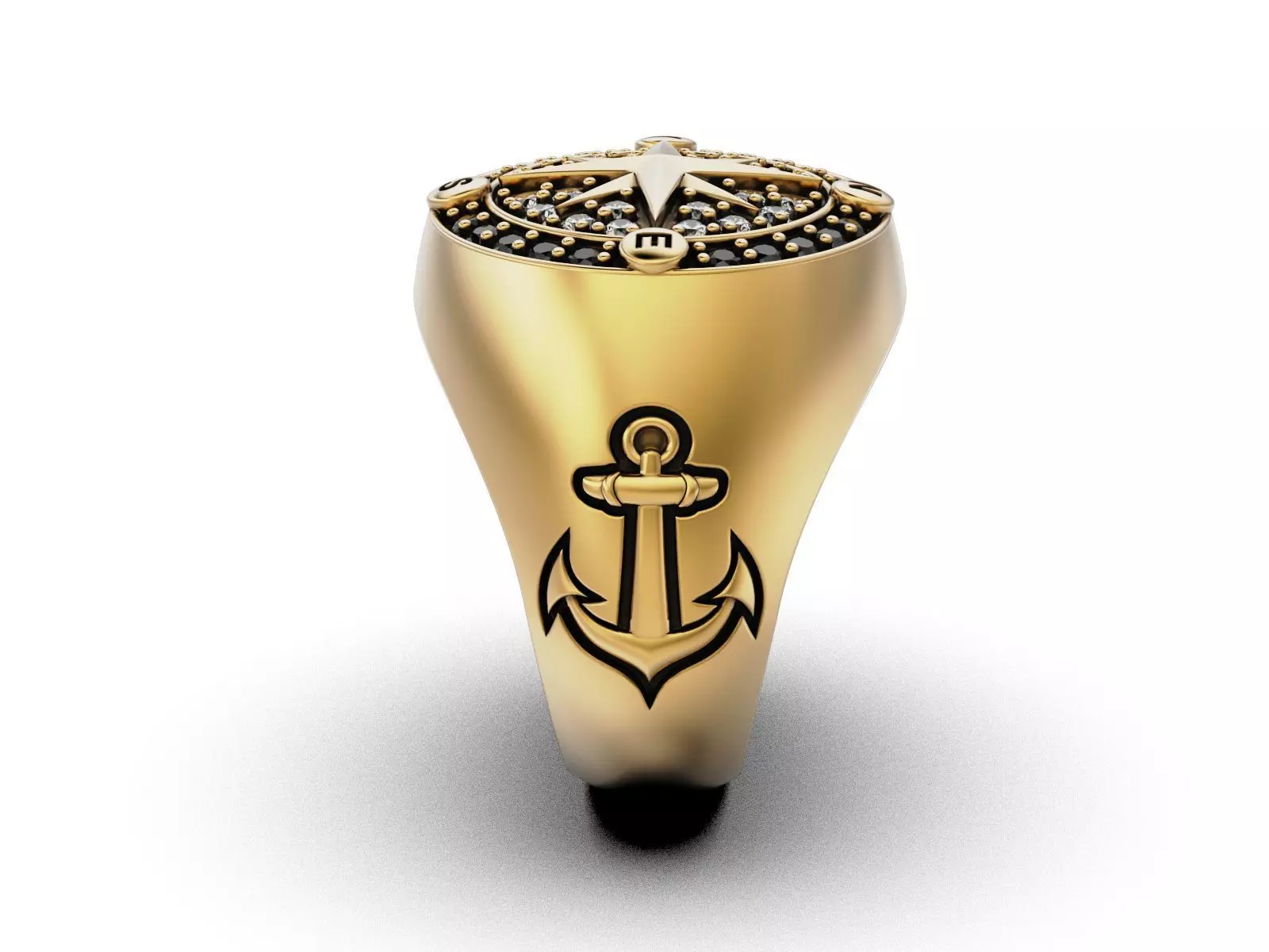 Nautical Compass Anchor Ring 3D print model_15