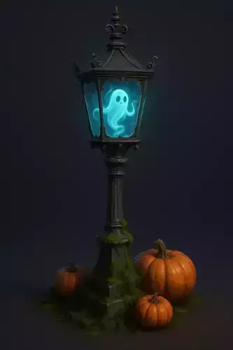 Ghostly Street Lantern Haunted 3D Printable STL Model