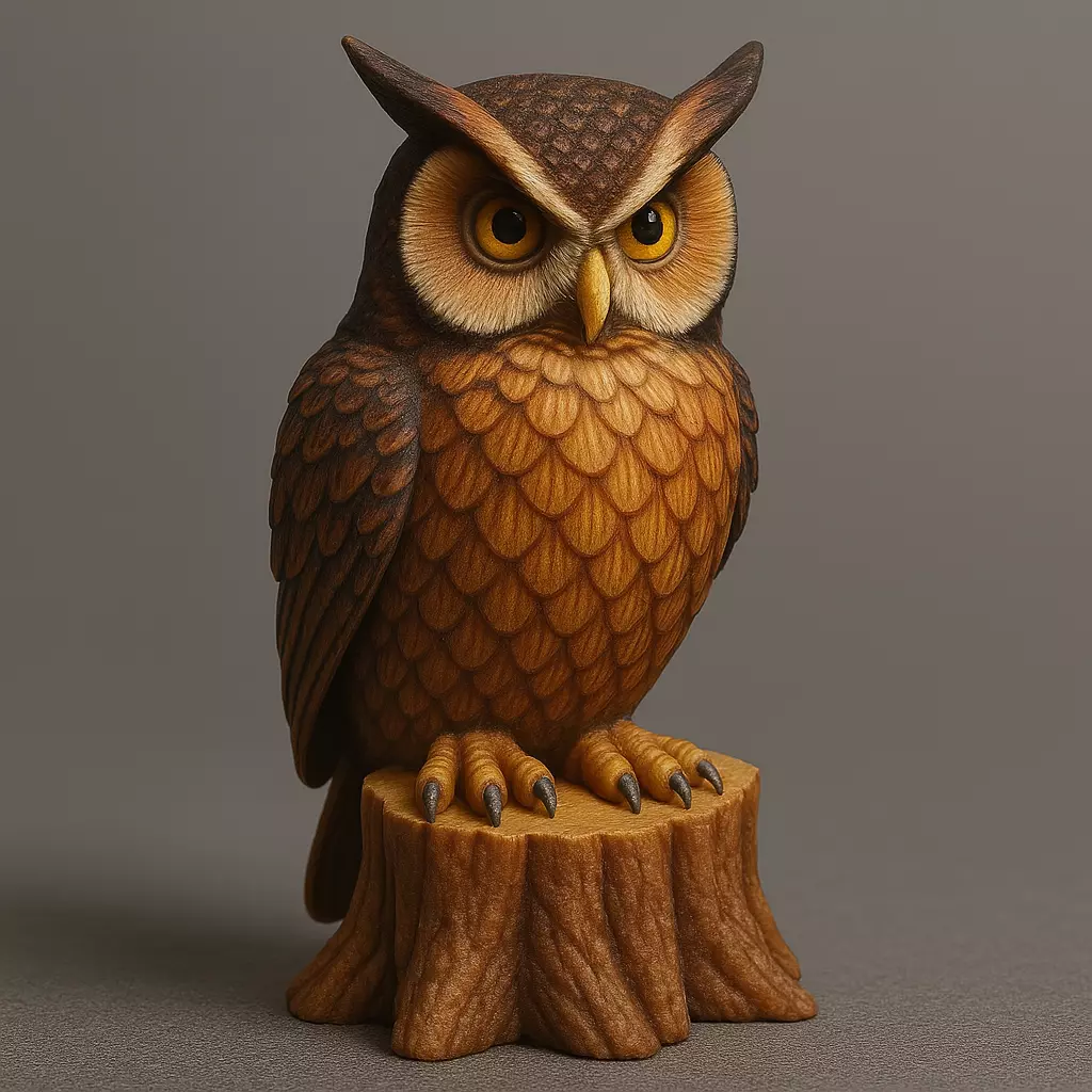 Owl on a Log Free 3D print model