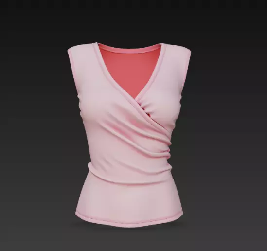 Pink Wrap-Front Sleeveless Ladies Top 3D Model 3D model_1