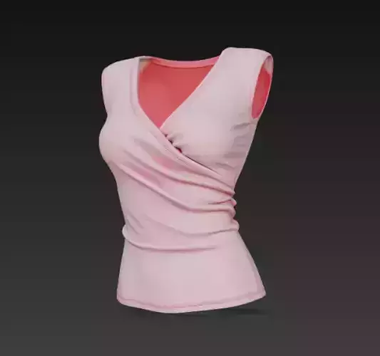 Pink Wrap-Front Sleeveless Ladies Top 3D Model 3D model