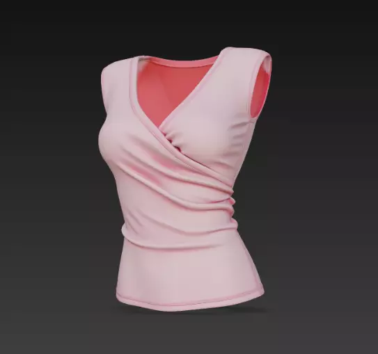 Pink Wrap-Front Sleeveless Ladies Top 3D Model 3D model_0