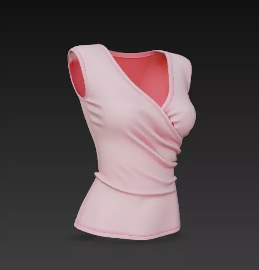 Pink Wrap-Front Sleeveless Ladies Top 3D Model 3D model_2