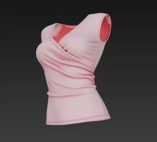 Pink Wrap-Front Sleeveless Ladies Top 3D Model 3D model_5