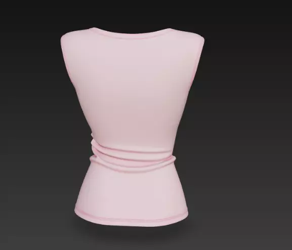 Pink Wrap-Front Sleeveless Ladies Top 3D Model 3D model_3