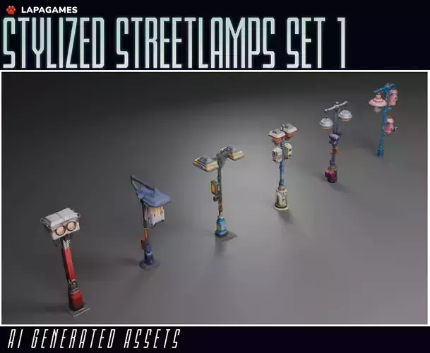 Stylized Streetlamps Set 1