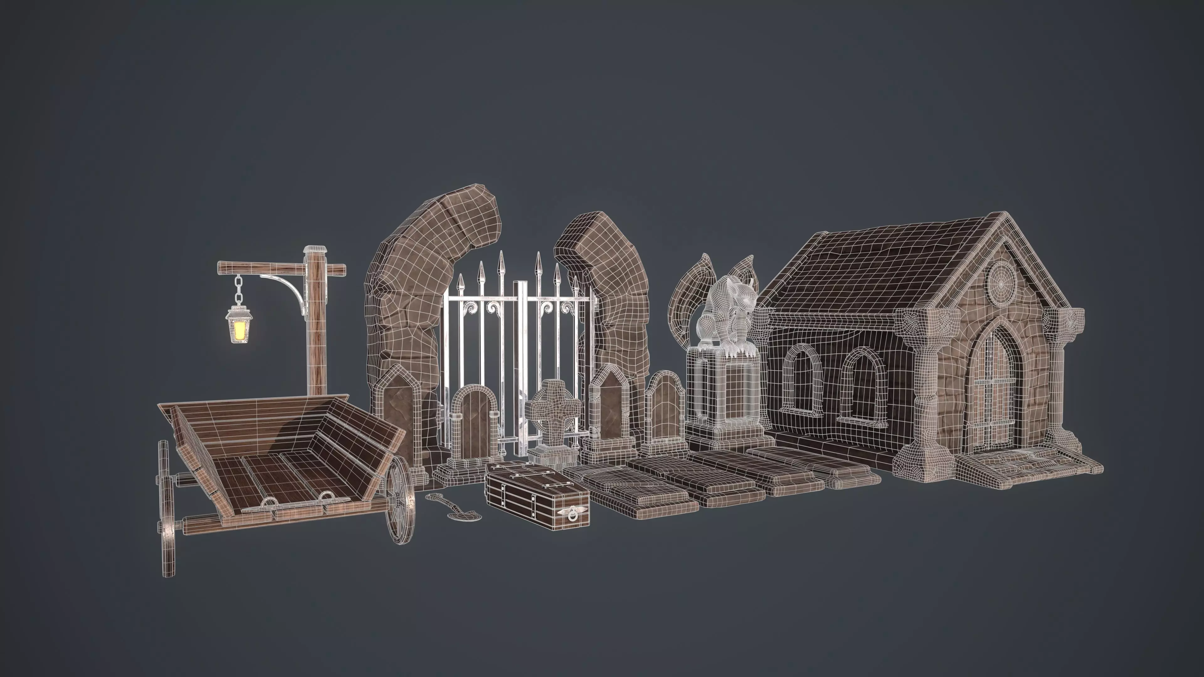 Graveyard Assets Low-poly 3D model_7