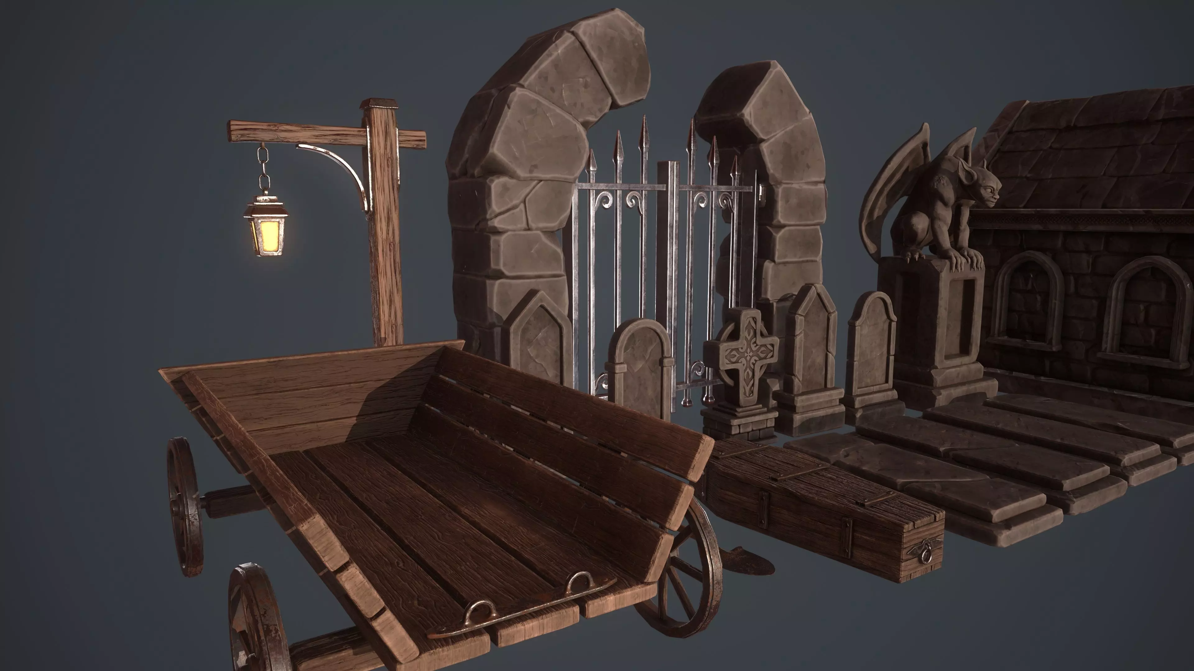 Graveyard Assets Low-poly 3D model_3