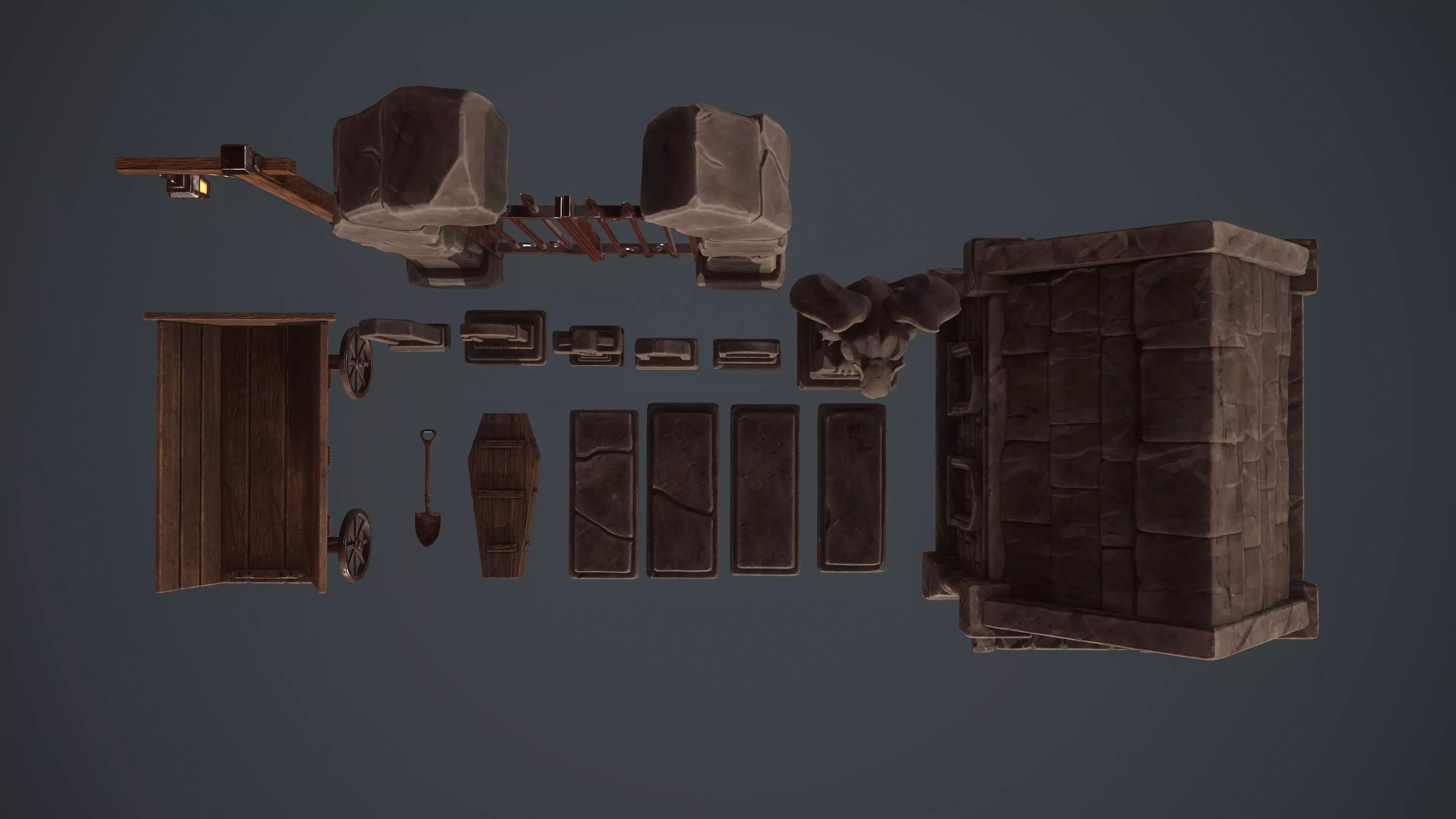 Graveyard Assets Low-poly 3D model_2