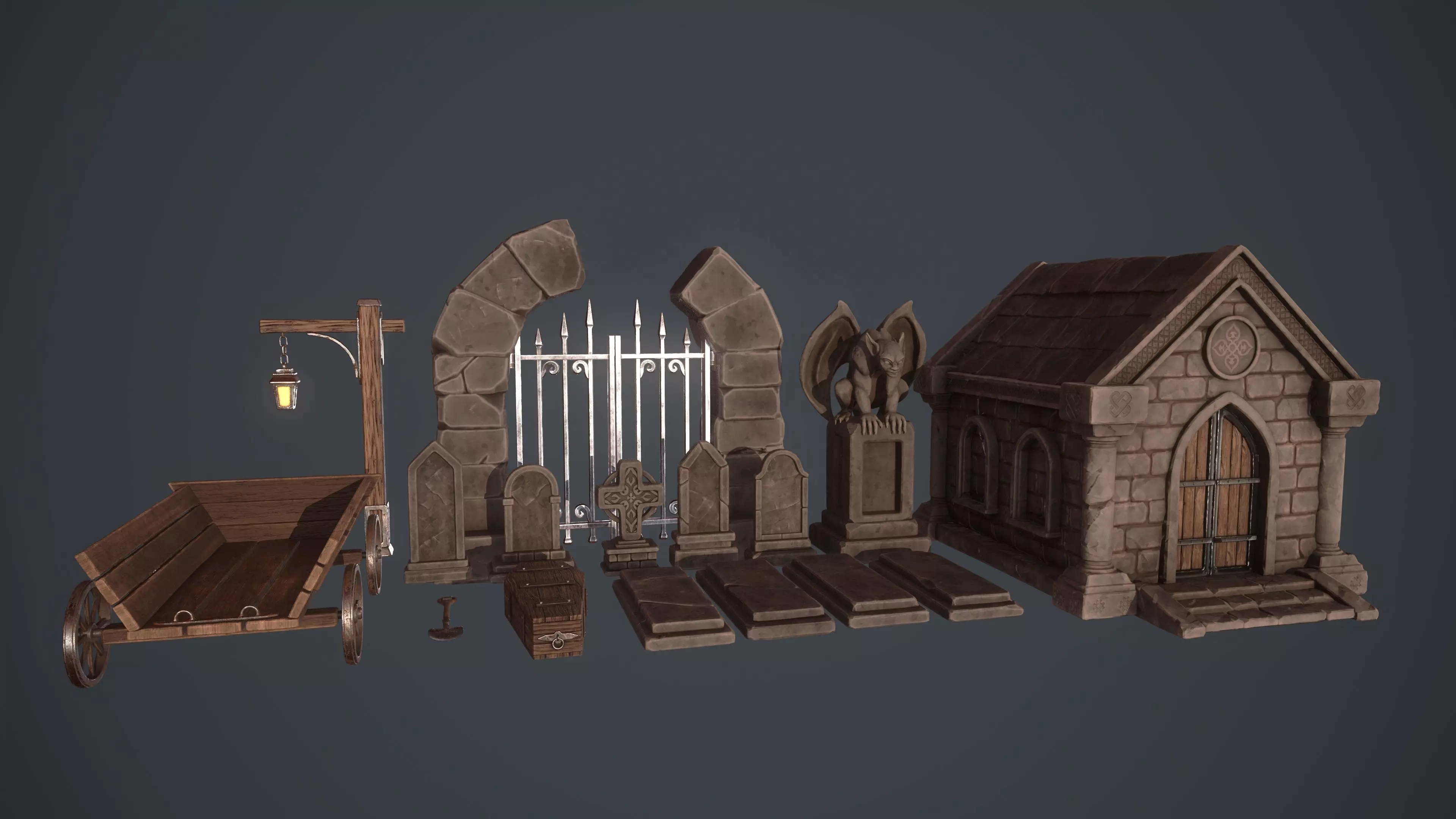 Graveyard Assets Low-poly 3D model_0