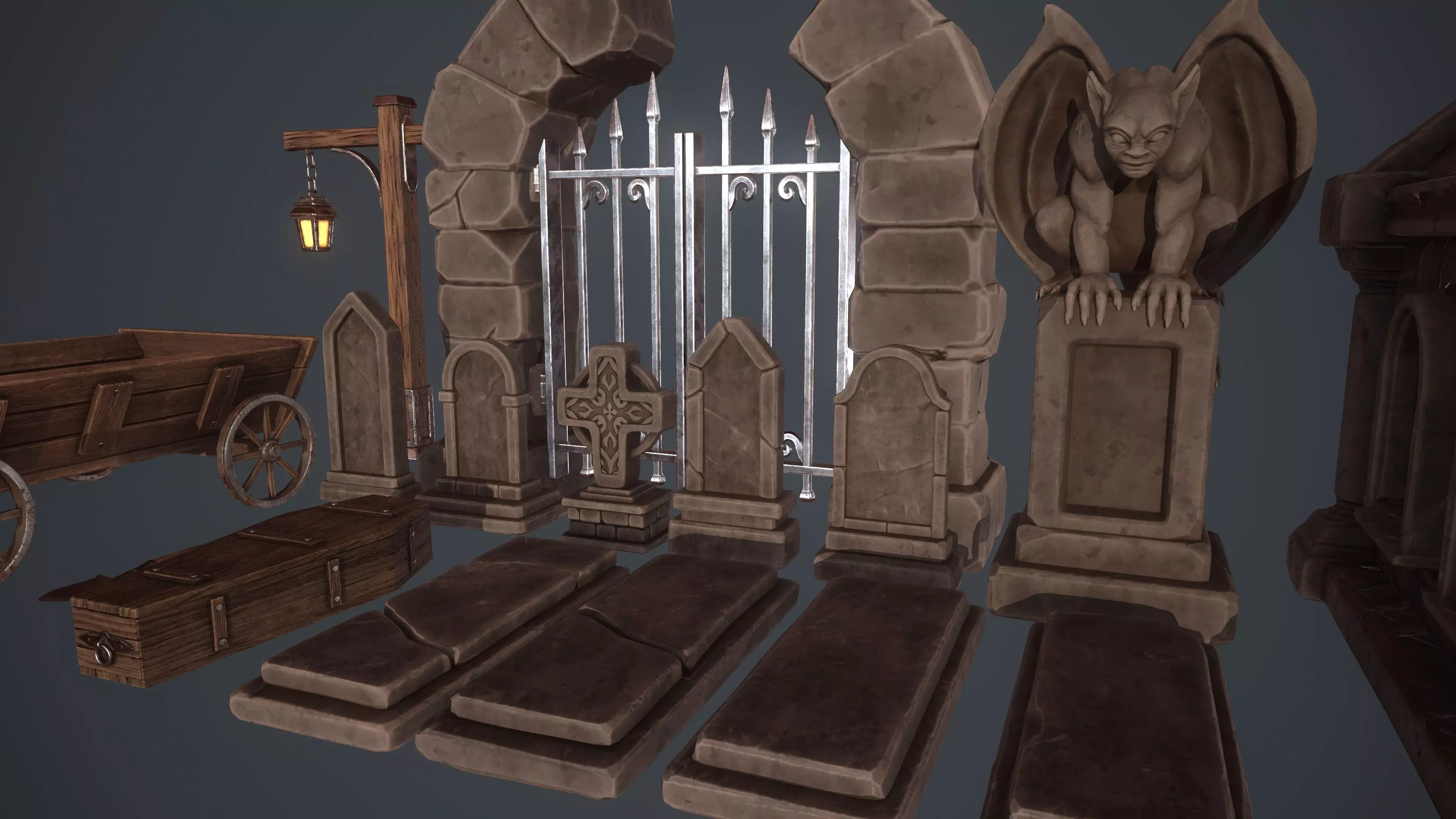 Graveyard Assets Low-poly 3D model_4