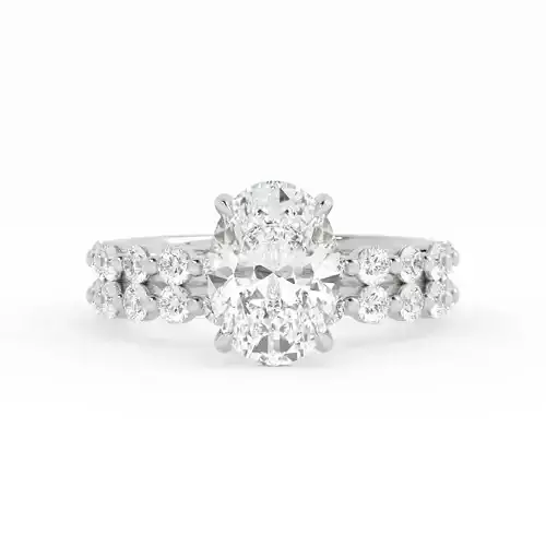 Oval Round Diamond Band Engagement Ring Set and Band 3DM