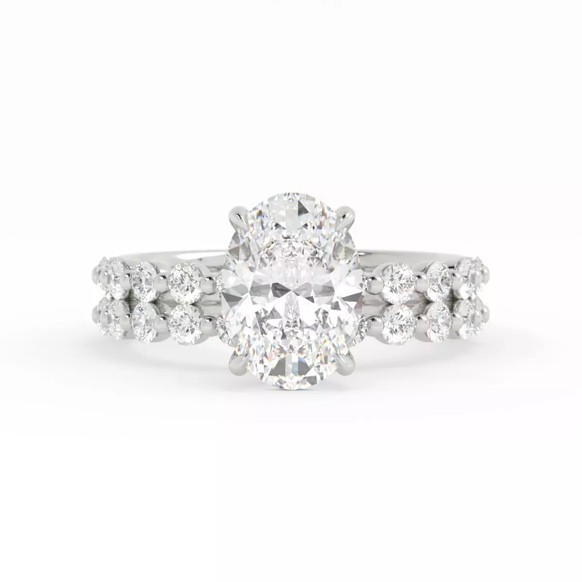 Oval Round Diamond Band Engagement Ring Set and Band 3DM 3D print model