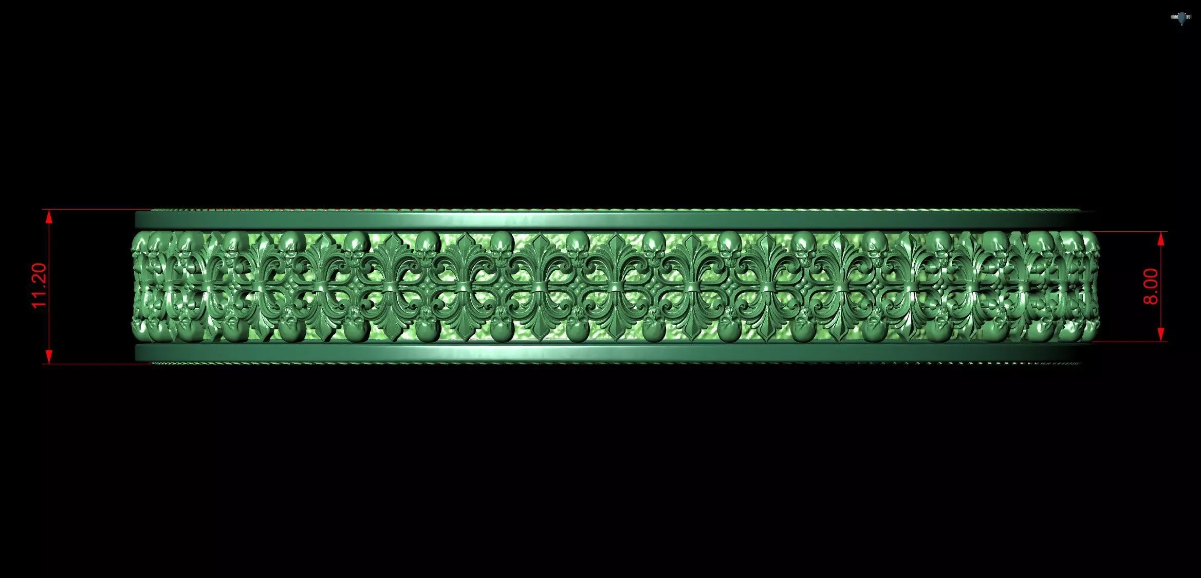 Royal Skull Baroque Bracelet Gothic Cuff Bangle 3D print model_9