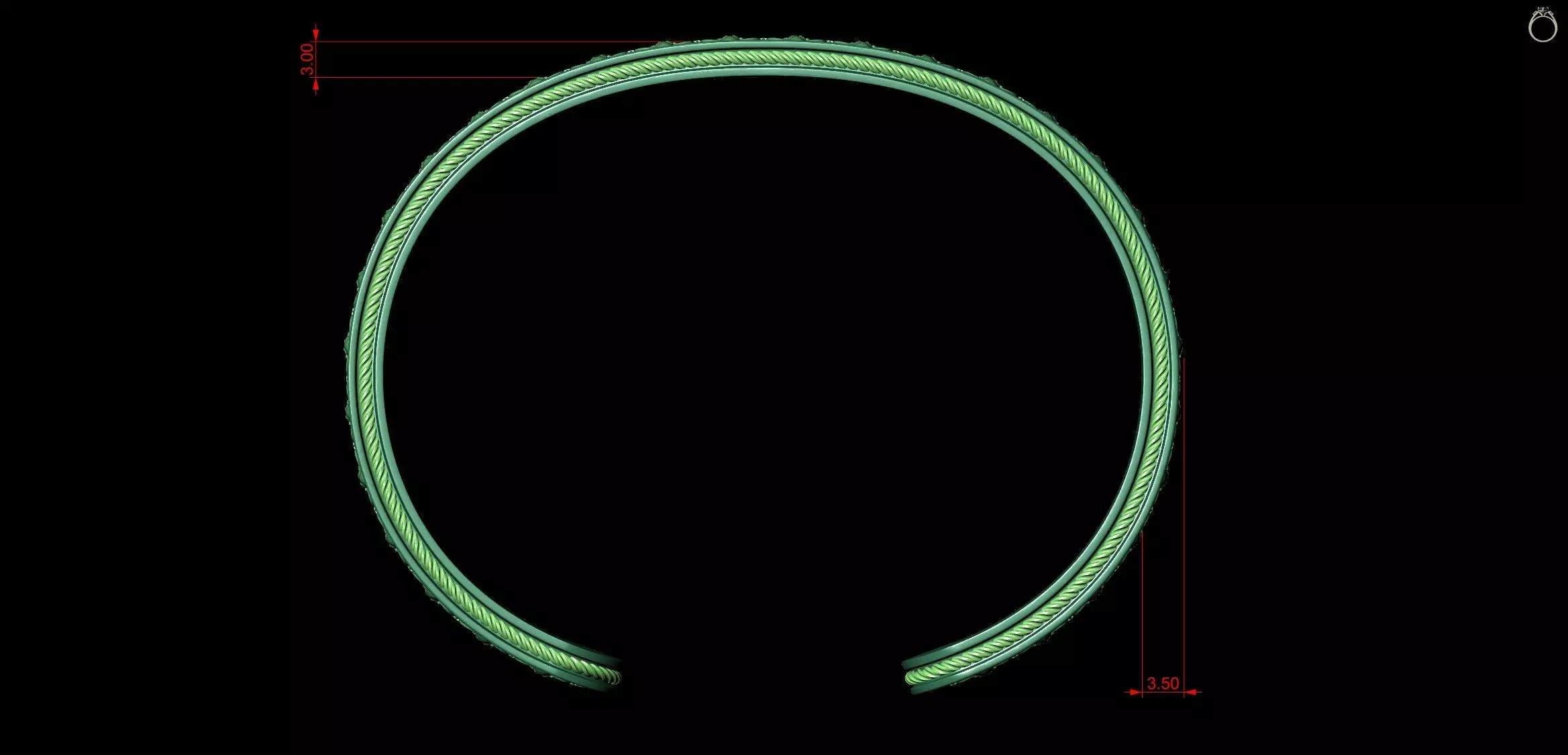 Royal Skull Baroque Bracelet Gothic Cuff Bangle 3D print model_10