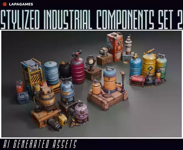 Stylized Industrial Components Set 2