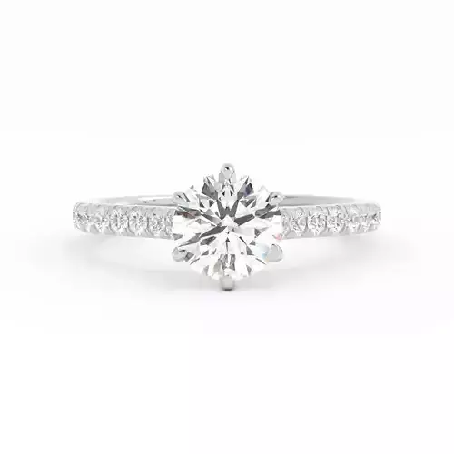 Round six prong engagement ring and set 3dm and rendering 