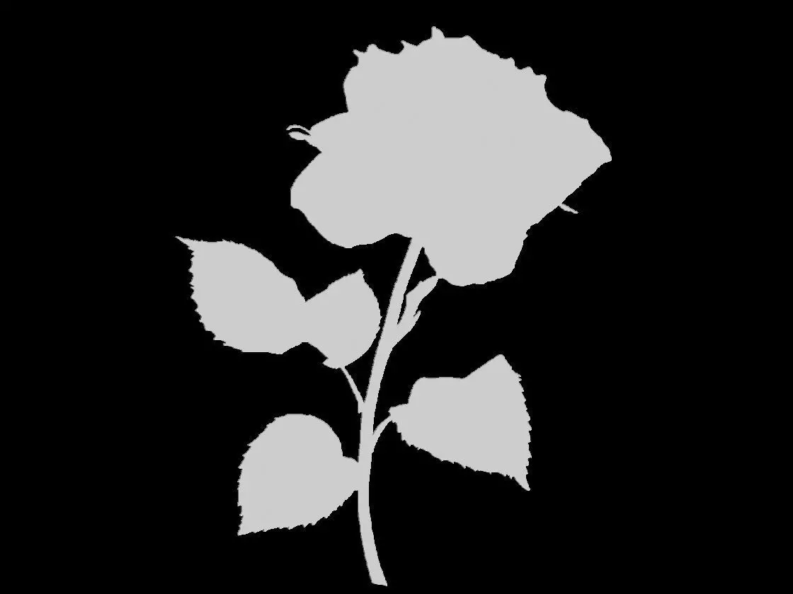 Blooming Rose with Stem Sculpture 3D print model_5