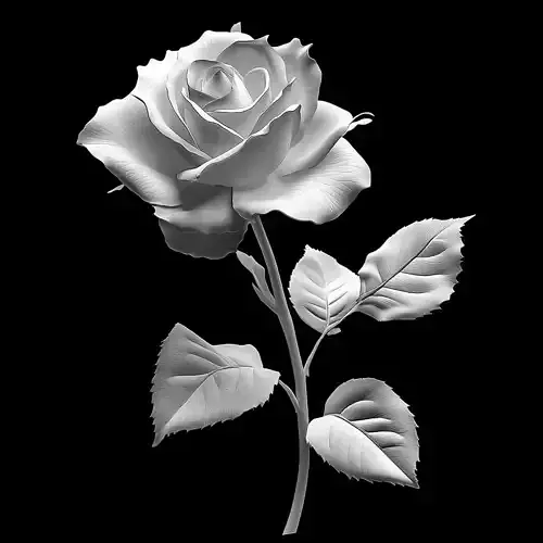  Blooming Rose with Stem Sculpture