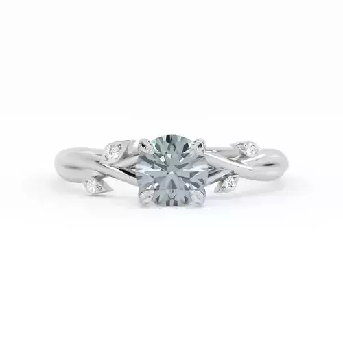 Round Fairy Leave Engagement Ring With 2 color renderings 3DM