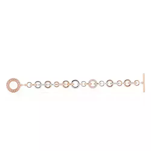 Ring link bracelet with toggle clasp 3dm and stl with rendering