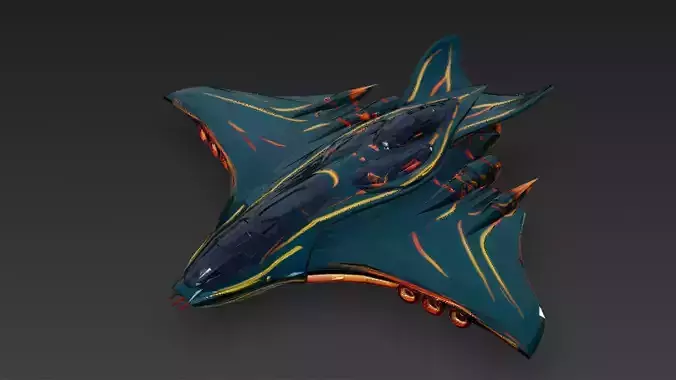 Futuristic Sci Fi Fighter Jet 3D Model PBR