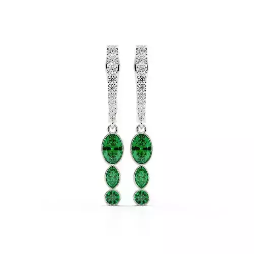 Oval Gradual Dangle Earrings With Diamond Huggie