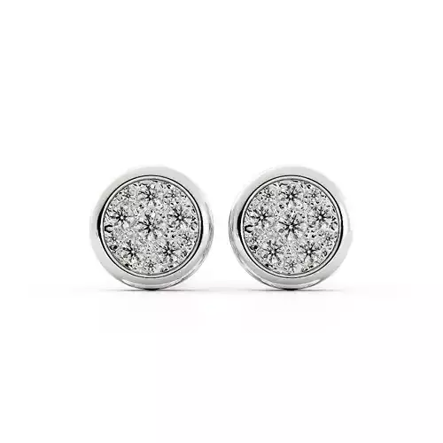 Modern Diamond Pave Disc Stud Earrings 3DM