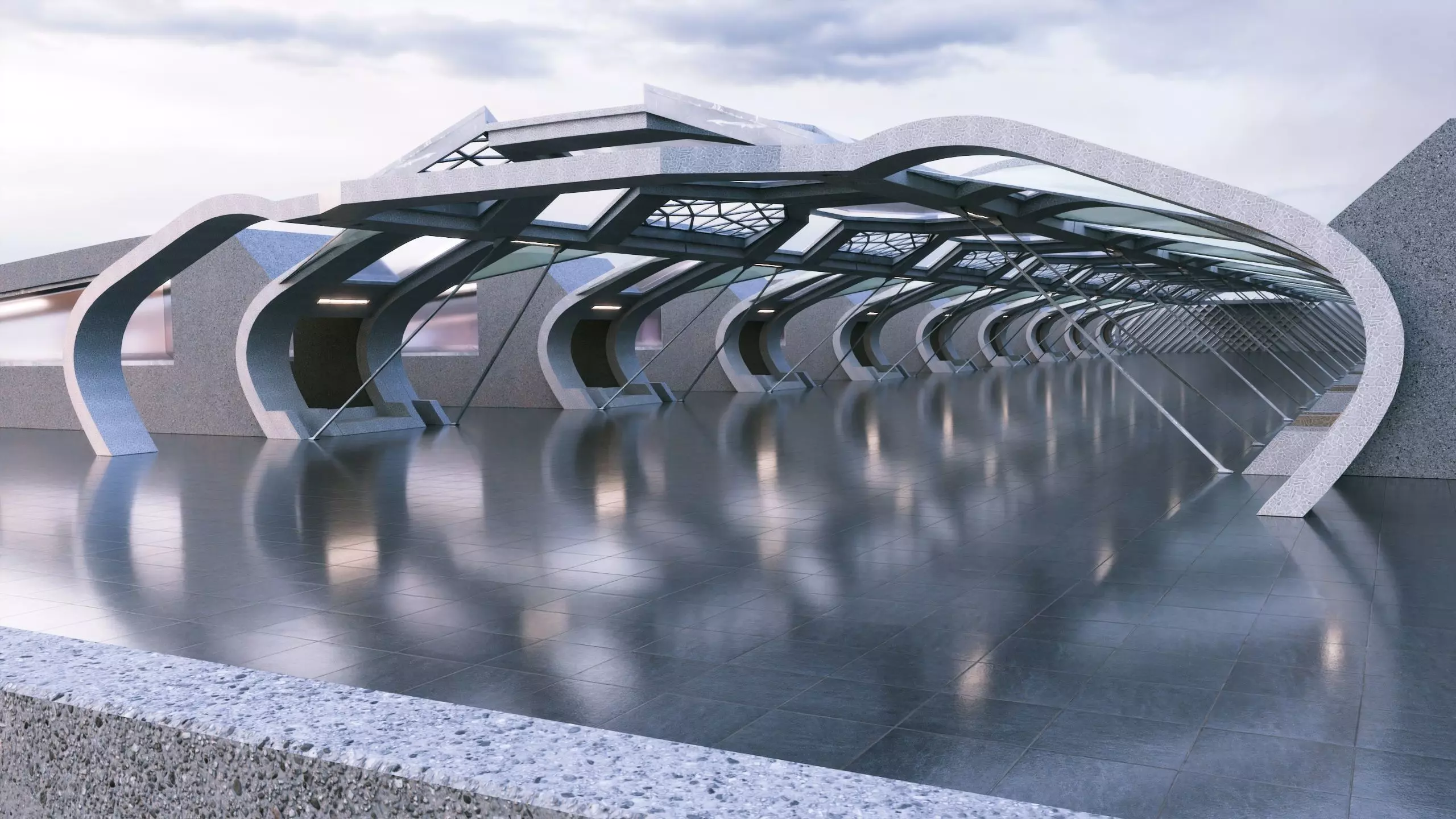 Futuristic Sci-fi Corridor- Architectural Background- V1U3 3D model_13