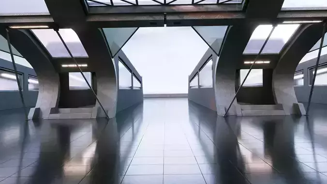 Futuristic Sci-fi Corridor- Architectural Background- V1U3 3D model 6