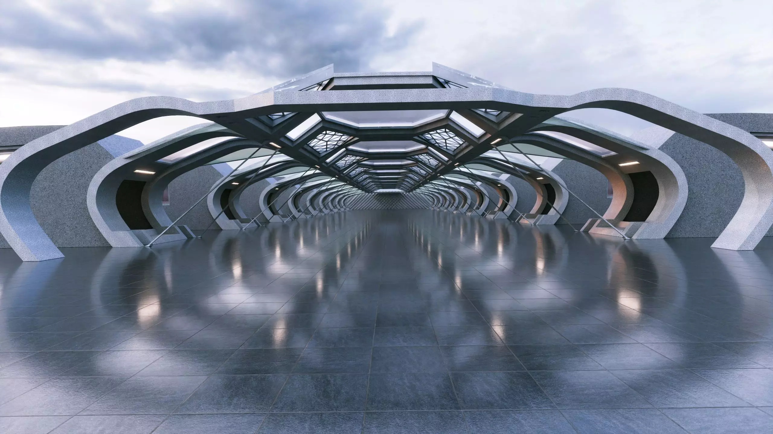 Futuristic Sci-fi Corridor- Architectural Background- V1U3 3D model_12